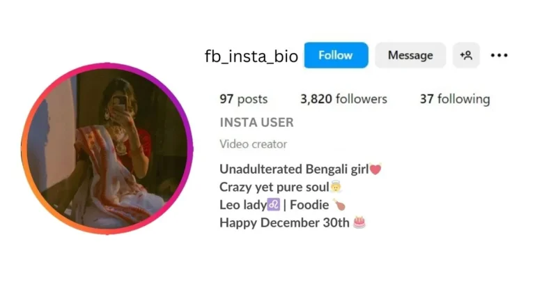 Instagram Bio In Bengali is visible in this image.