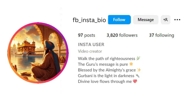 Instagram Bio for Punjabi Gurbani for Girl’s​ is visible in this image.