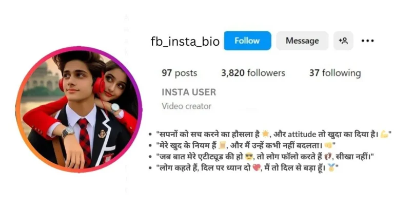 Thos image of Instagram bio for attitude boy in hindi for girl