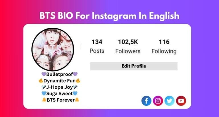 This Image is About BTS BIO For Instagram In English