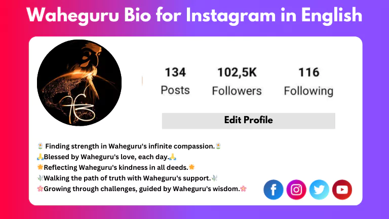 "Feature Image of Waheguru Instagram Bio in English for Instagram – Spiritual and Uplifting"