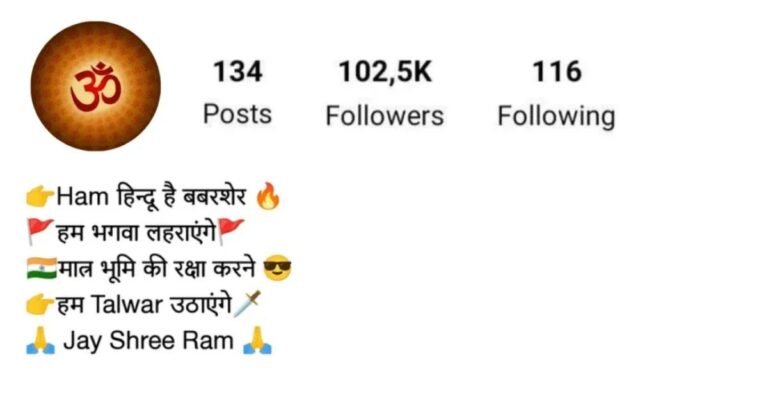 Bio For Instagram Hindi is visible in this image