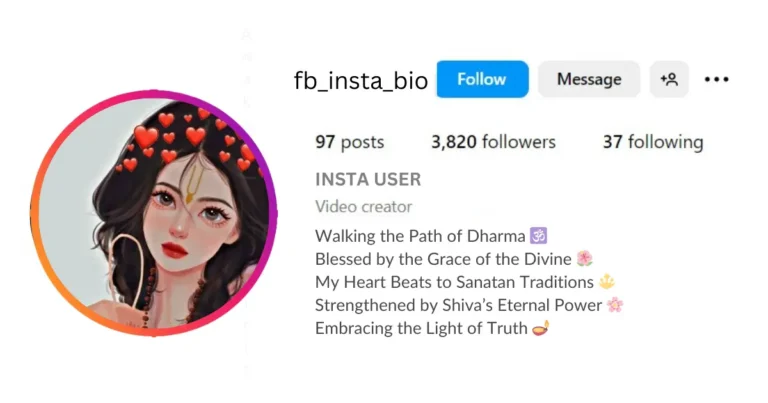 Hindu Girl Bio for Instagram is visible in this image.