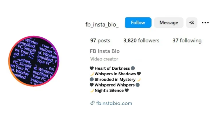 This Image featuring Simple Dark Bio for Instagram: Close-up portrait of a insta bio.