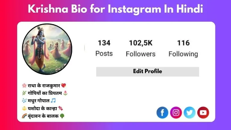 This image is about Krishna Bio for Instagram In Hindi.