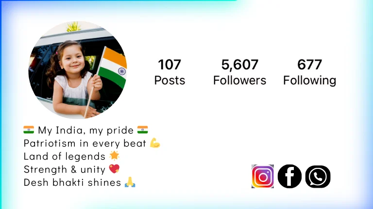 Powerful Instagram bio in English with themes of unity and Desh Bhakti.