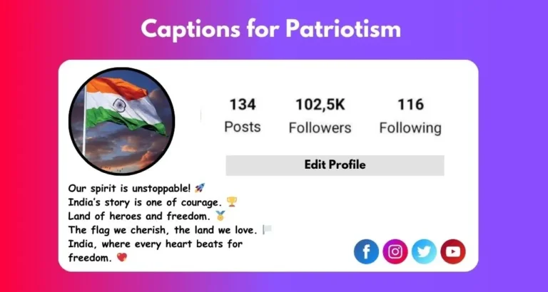 This Image is about Captions for Patriotism.