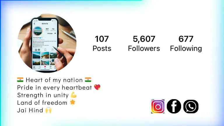 Instagram Bio Example 1 - Proud to be Indian with profile mockup