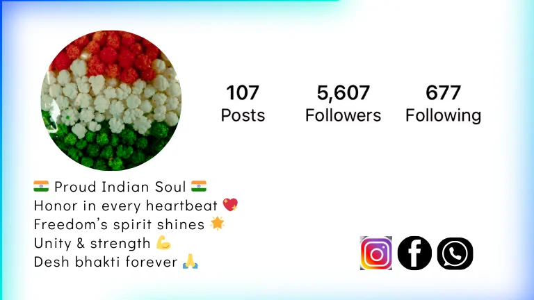 Deeply emotional Instagram bio in English expressing love and devotion to India.