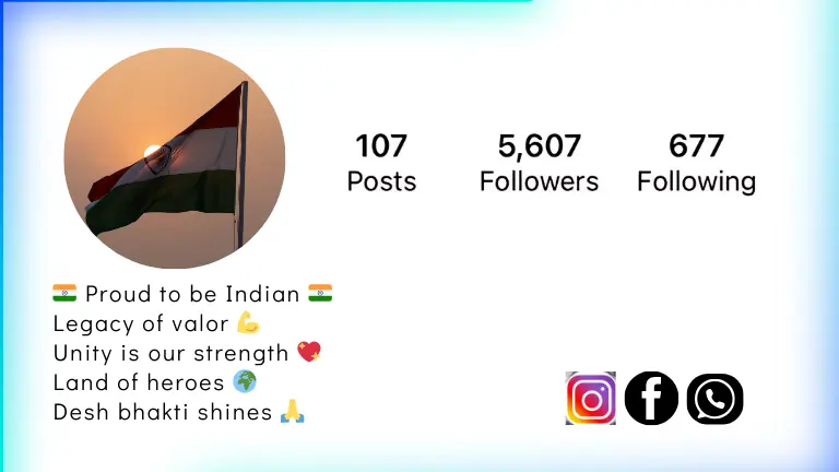 Instagram Bio Example 3 - Soul Belongs to India with Indian motifs