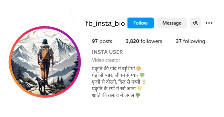 Beautiful Nature Lover Bio for Instagram in Hindi with Emoji is visible in this image