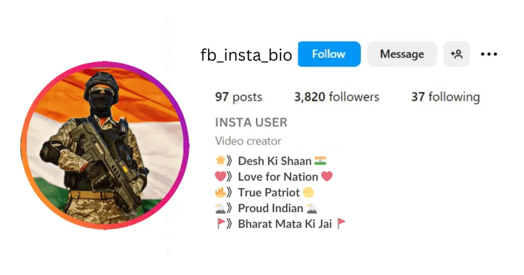 Desh Bhakti Bio For Instagram is visible in this image