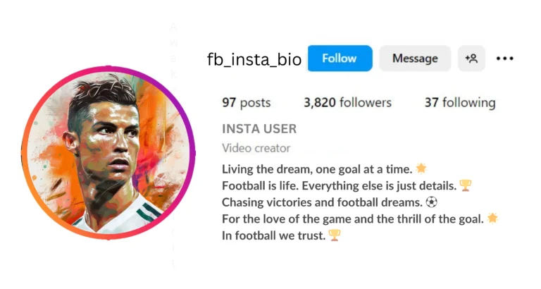 Instagram Bio for Football Lovers is visible in this image.