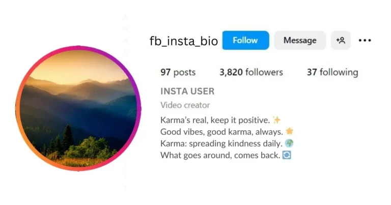 Karma Insta Bio is visible in this image.