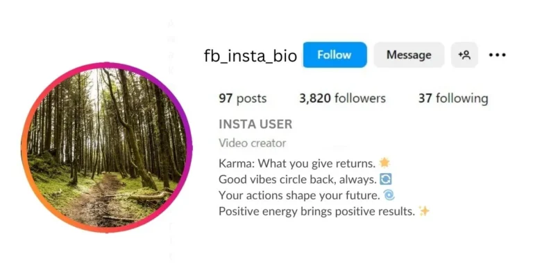 Karma Insta Bio is visible in this image.