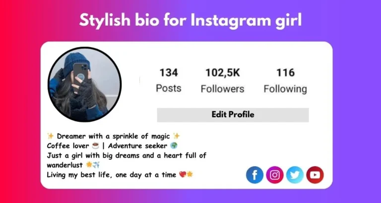 This image showing "Stylish bio for Instagram girl"