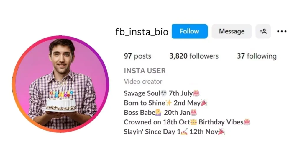 Instagram Birthday Bio Ideas With Emoji Is visible in this image.