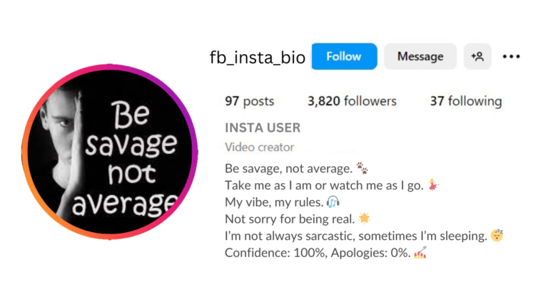 Aesthetic Short Savage Bio For Instagram Is visible in this image.