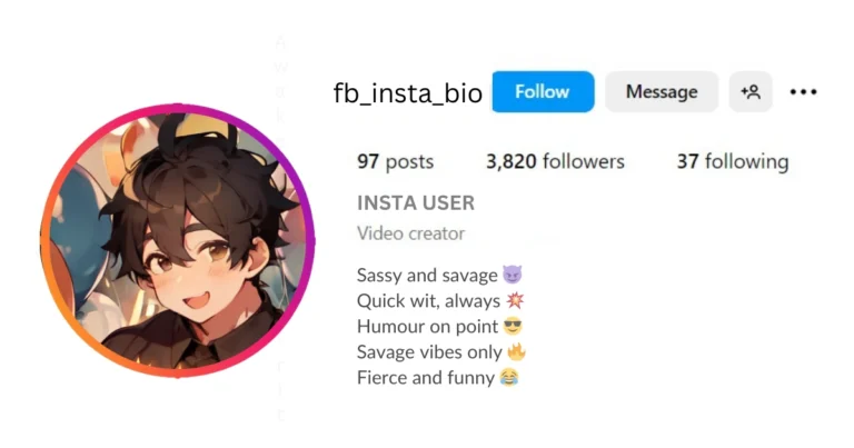 Savage and Funny Instagram Bio is Visible in this image.