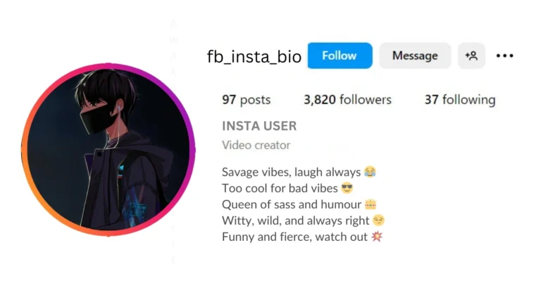 Savage and Funny Instagram Bio is Visible in this image.