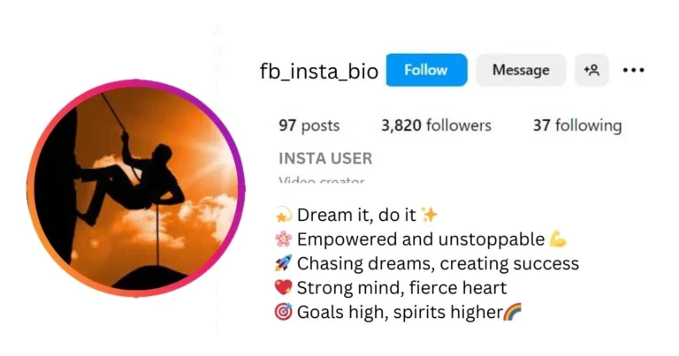 Short Motivational Bio For Instagram For Girl is visible in this image.