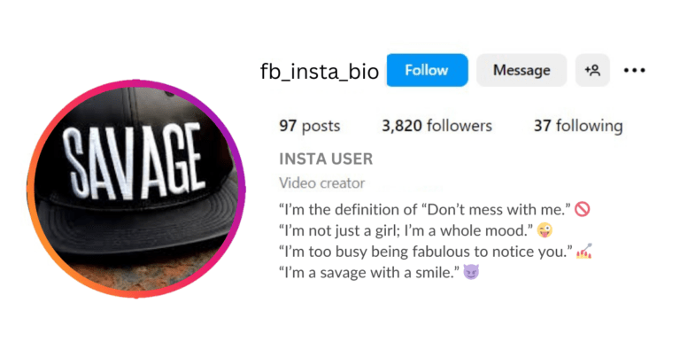 Short Savage Bio For Instagram For Boys Is visible in this image.