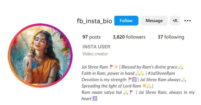 This Image About Of Aesthetic Jai shree Ram Instagram Bio for Girls Copy Paste.